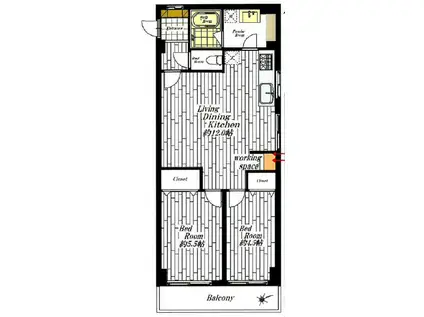 日興パレス恵比寿(2LDK/3階)の間取り写真