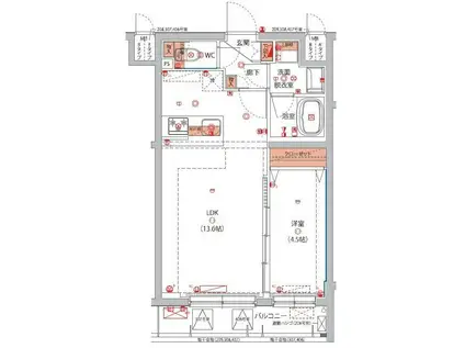 東京八広THE SKYレジデンス(1LDK/4階)の間取り写真