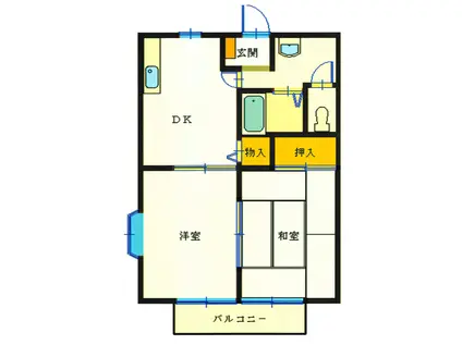 セレッソI C棟(2DK/1階)の間取り写真