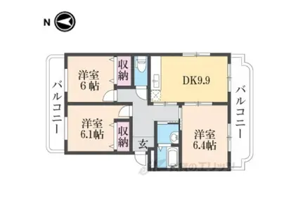 リバーサイドレジデンス(3LDK/1階)の間取り写真