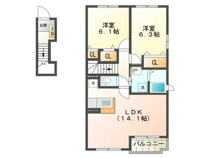 サンリット(2LDK/2階)の間取り写真