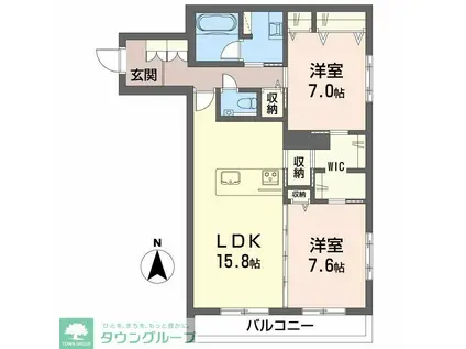 カーサ コーシェリ(2LDK/2階)の間取り写真