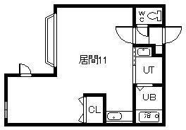 エルム医大前B棟(ワンルーム/1階)の間取り写真