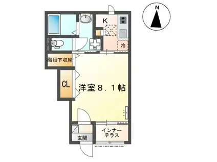 プランドール(1K/1階)の間取り写真