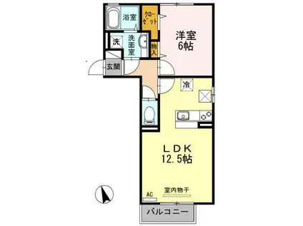 チェリーブロッサムA棟(1LDK/1階)の間取り写真