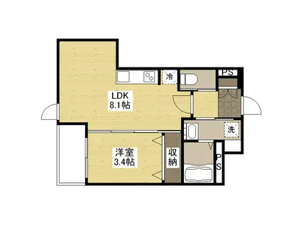 月光 福山沖野上町(1LDK/3階)の間取り写真