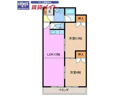 パークビレッジ津(2LDK/4階)の間取り写真