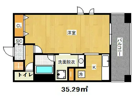 プレジール三ノ宮(1K/4階)の間取り写真