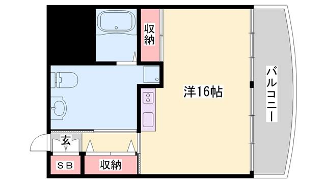 ハッピーエイジ土山(ワンルーム/6階)の間取り写真