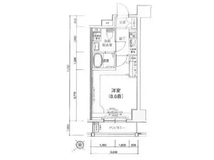 アイル東京向島参番館(1K/9階)の間取り写真
