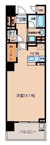 ロイヤルパークス花小金井(ワンルーム/12階)の間取り写真