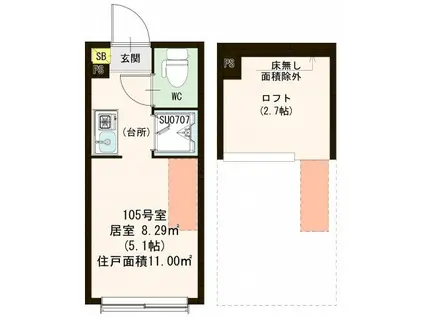 ハーモニーテラス王子III(ワンルーム/1階)の間取り写真