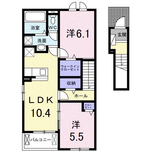 セントレジデンスI(2LDK/2階)の間取り写真