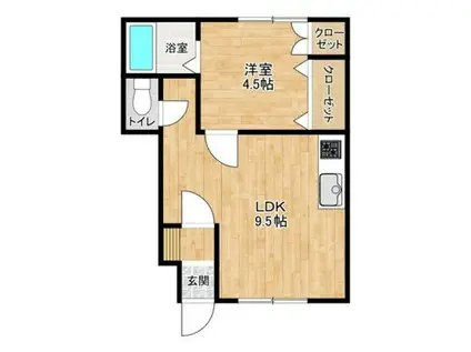 コーポ三愛B(1LDK/1階)の間取り写真