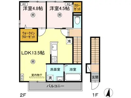 D-ROOM鳥飼1丁目工事(2LDK/2階)の間取り写真