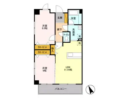 アビティ砧(2LDK/3階)の間取り写真