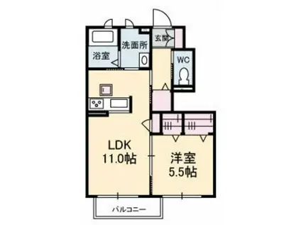 シャーメゾンカサブランカII(1LDK/1階)の間取り写真