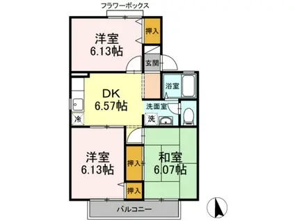 サニーコート(3DK/2階)の間取り写真