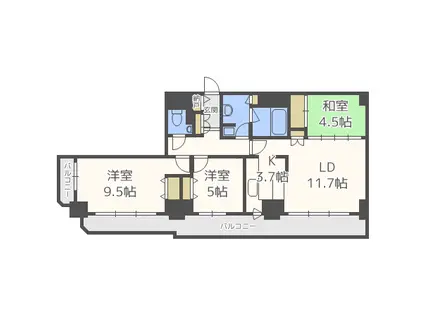 知事公館前タワーレジデンス(3LDK/12階)の間取り写真