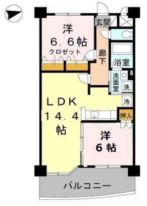 リュイール桃山台(2LDK/4階)の間取り写真