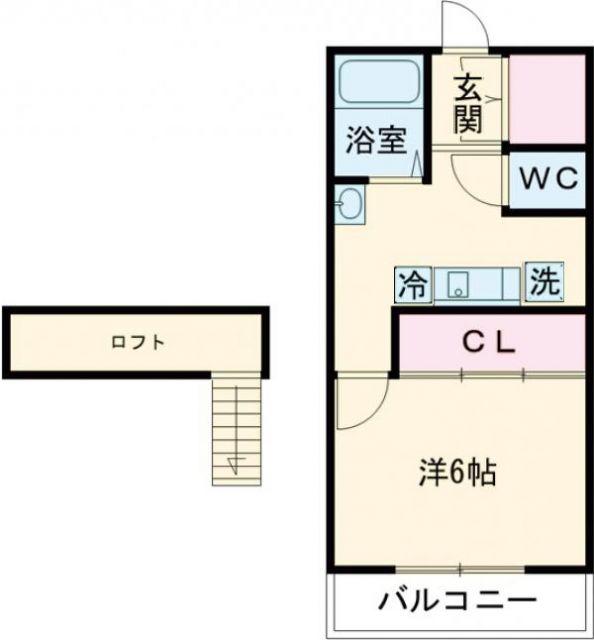 YASURAGI(1DK/2階)の間取り写真