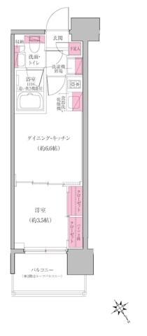 レジディア門前仲町プレイス(1DK/10階)の間取り写真
