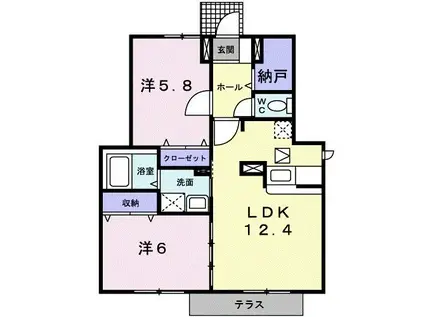 エスポワール・エル(2LDK/1階)の間取り写真