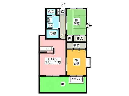 HAPPY STAR MATAMARU(2LDK/1階)の間取り写真