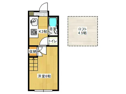 ヴィレッヂワタカベ(1K/2階)の間取り写真