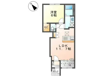三木市緑が丘町本町一丁目アパート(1LDK/1階)の間取り写真