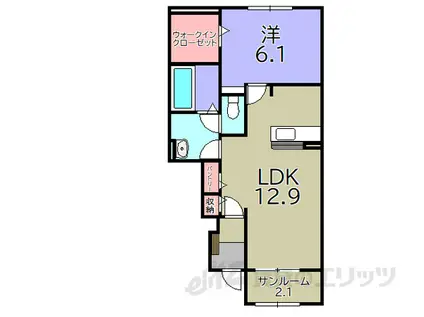 アリビオII(1LDK/1階)の間取り写真