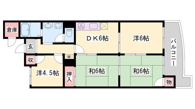 北河原ハイツ(4DK/3階)の間取り写真