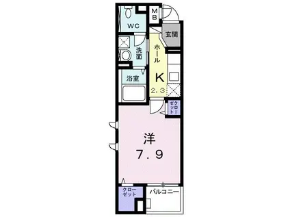 ソレイユ・イーストブリッジ(1K/3階)の間取り写真