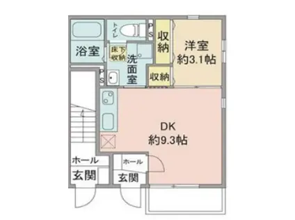 ヴィッラッジョ アクア(1DK/1階)の間取り写真