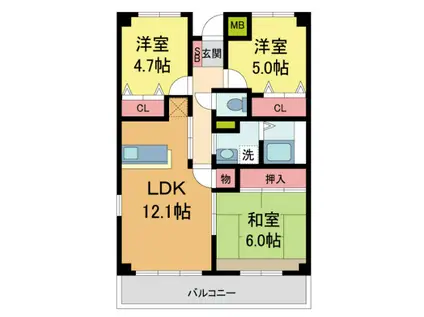 アーバン幸大(3LDK/4階)の間取り写真