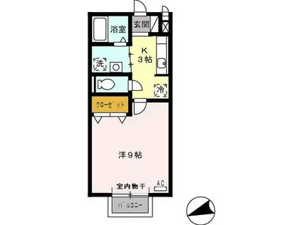 レーベン御殿場ヒルズ参番館(1K/2階)の間取り写真