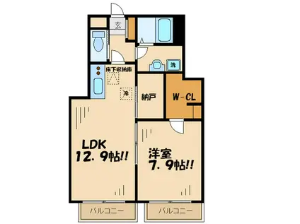 VILLE EST(1LDK/1階)の間取り写真