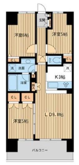 エコロジー千葉みなとレジデンス(3LDK/2階)の間取り写真