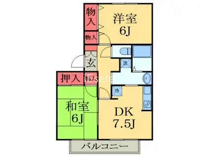 エーデルハイムF(2DK/2階)の間取り写真