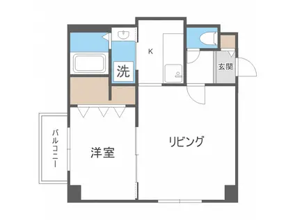 ベイスランスウォーター(1LDK/6階)の間取り写真