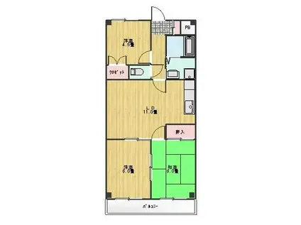 メゾントミタ(3LDK/3階)の間取り写真