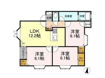 プレリュード(3LDK/1階)の間取り写真