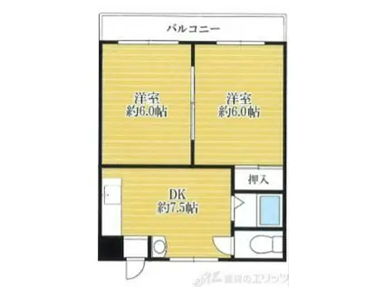 プレアール高槻春日(2DK/1階)の間取り写真