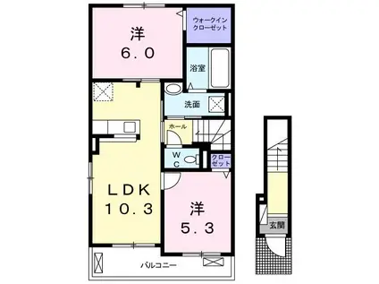 コンフォールH(2LDK/2階)の間取り写真