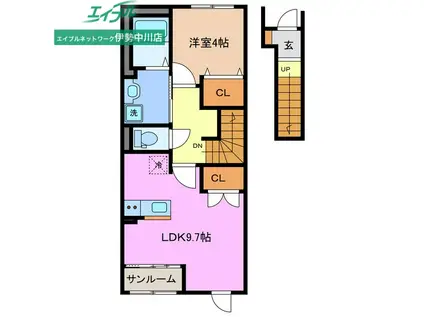 レインボーヒルズ ネクスト(1LDK/2階)の間取り写真