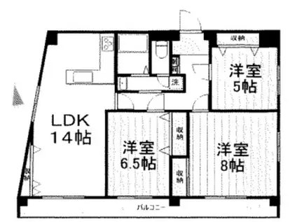 大谷ビル(3LDK/3階)の間取り写真