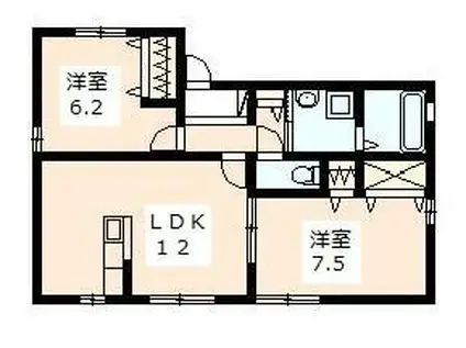 フラワーヒル C(2LDK/1階)の間取り写真