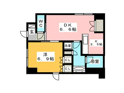 ルキオ日本橋蛎殻町(1LDK/1階)の間取り写真