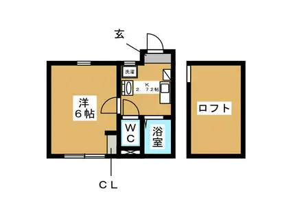 リビエール(1K/1階)の間取り写真