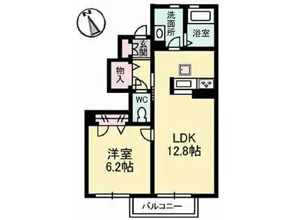 シャーメゾン イズ スクエアー ピース(1LDK/1階)の間取り写真